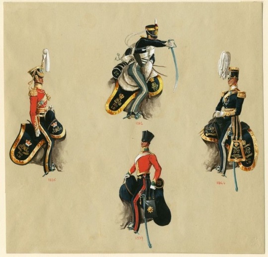 13th Light Dragoons Officers; 1814, 1844, 1839, 1835 by Reginald Augustus Wymer