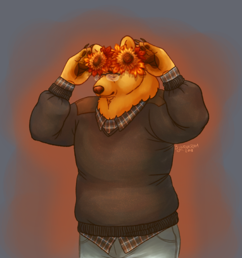 bjornkram:Self care is drawing your fursona wearing a flower...