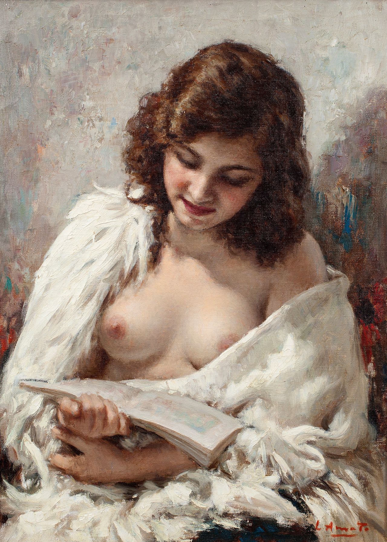 Girl Reading. Luigi Amato (Italian,1898-1961).
“When the Day of Judgment dawns and people, great and small, come marching in to receive their heavenly rewards, the Almighty will gaze upon the mere bookworms and say to Peter, “Look, these need no...