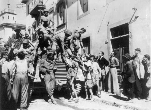 ww2inpictures:Italian civilians greet Brazilian soldiers....