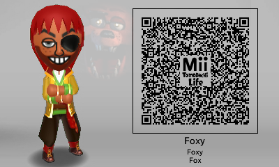 Blueberry Island — Here are my FNAF Miis QRcodes for...
