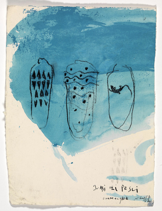 The Vases of Fish - Pierro Pizzi Canella , 2008. Italian,b.1955- Oil on paper, 37 x 27 cm.