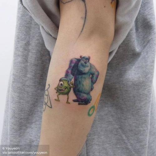 By Youyeon, done at Studio by Sol, Seoul.... youyeon;small;tiny;cartoon;monsters inc;ifttt;little;forearm;pixar;pixar character;medium size;mythology;film and book;mike wazowski;monster;cartoon character;fictional character;james p sullivan