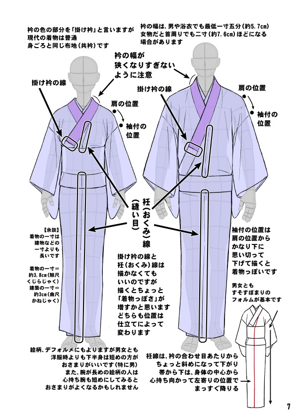 Kimono drawing guide ½, by Kaoruko Maya (tumblr,... - tanuki☼kimono