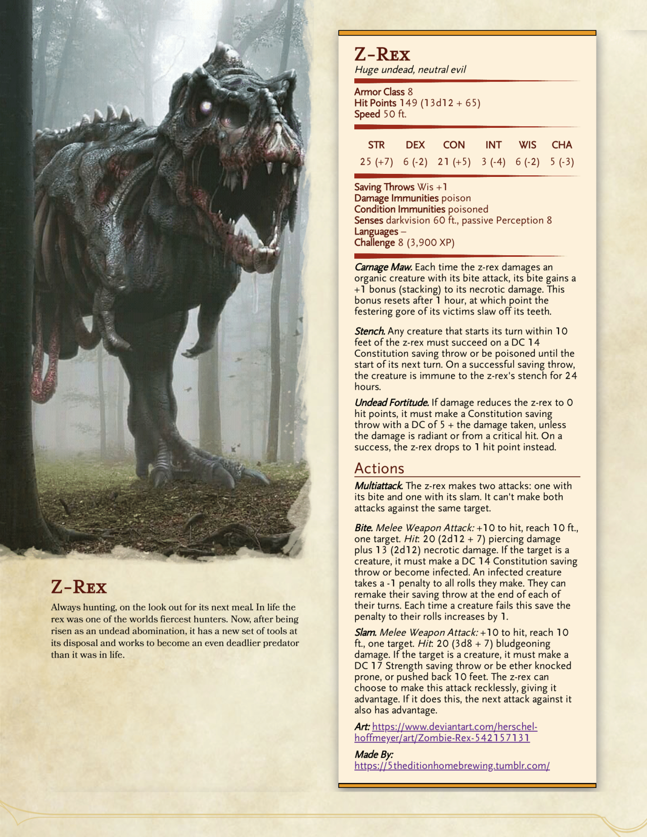 zombie t rex dnd