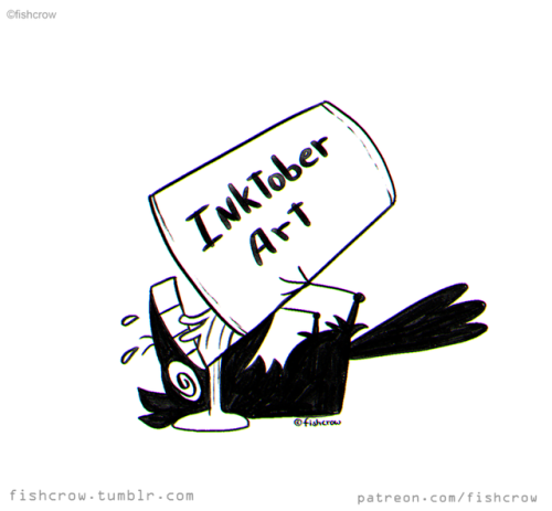 fishcrow:me taking a good sip of that awesome inktober art...