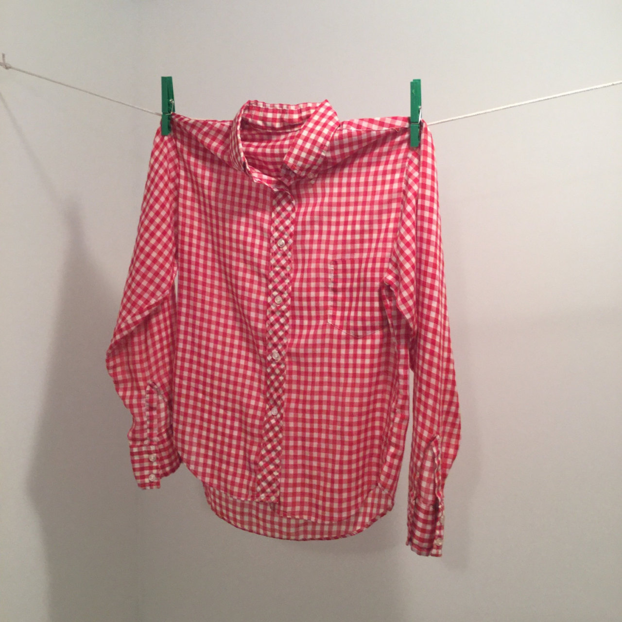 red and white gingham shirt