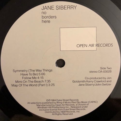 Jane SiberryNo Borders HereOpen Air Records1984OA-030212”33...