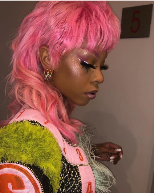 A N W — ANW TEARS Rico Nasty parties in a pink mullet for...