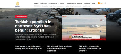 Al Jazeera website homepage - English