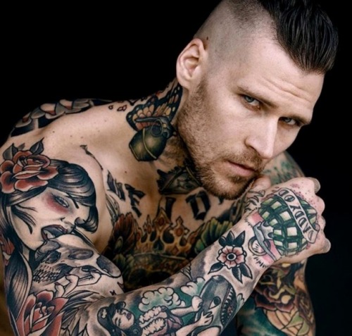 butchlvr:luciferrising808:tattwam:TATTOOED MODEL:  Marshall...