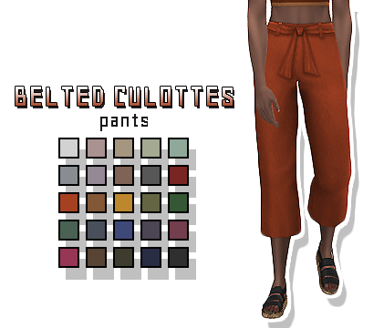 simtone:BELTED CULOTTES_ pants25 swatches ↓ front & back...