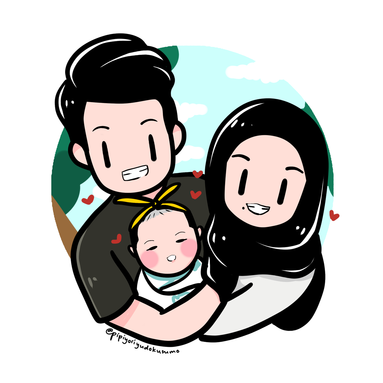 65 Gambar Kartun Keluarga Muslim Bahagia Terbaik
