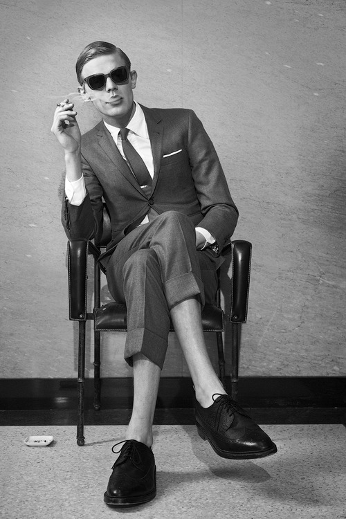 Thom Browne Thom Browne for Dita Eyewear Dita Eyewear Dita sunnies sunglasses glasses style male model models suit handsome dapper want smoking bw black and white fashion eyewear oxfords wingtips