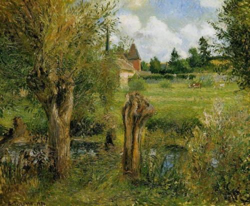 artist-pissarro:The Banks of the Epte at Eragny, Camille...