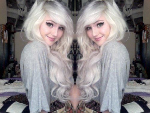 white long curly long bangs