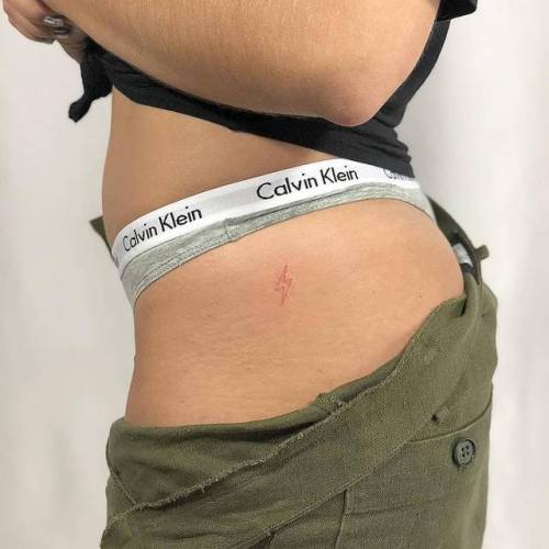 By Joey Hill, done at High Seas Tattoo Parlor, Los Angeles.... small;hip;micro;line art;tiny;joeyhill;ifttt;little;red;nature;lightning bolt;minimalist;experimental;other;fine line