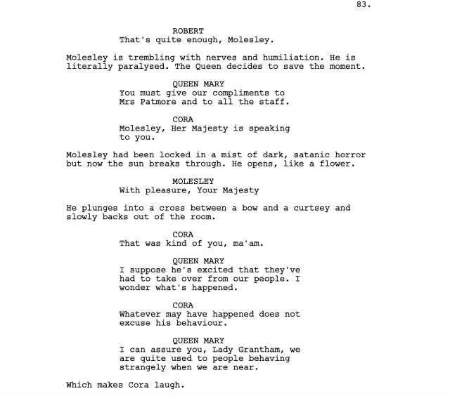 from the script of the Downton Abbey Movie 2019