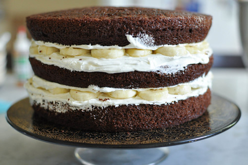 sweetoothgirl:Chocolate Banana Cake w/ Vanilla Bean Butter...