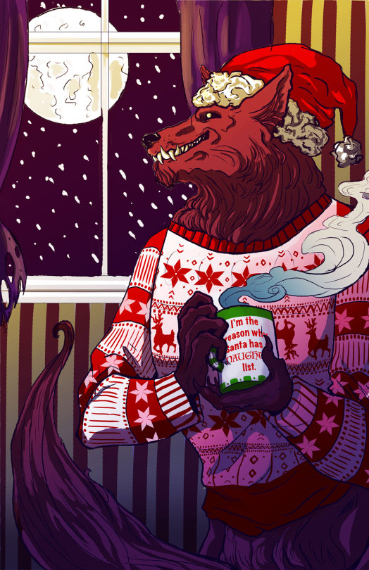Werewolf in a Christmas sweater