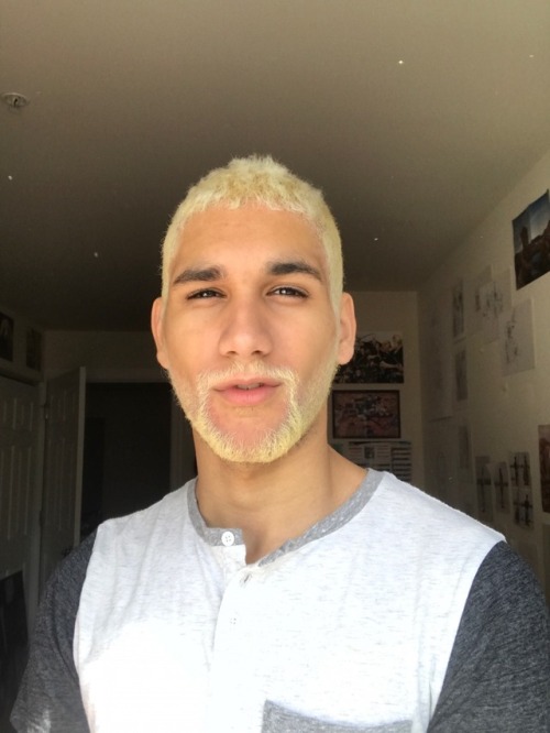 me selfie outfit dyed hair dyed beard queer latino nonbinary gay genderqueer bleached hair