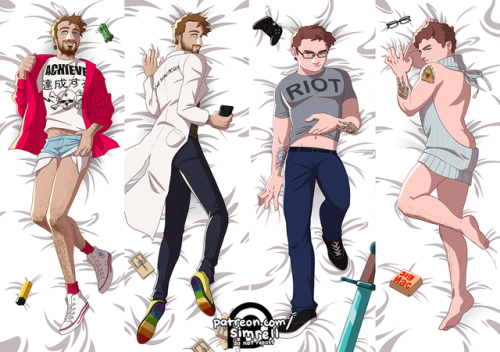 simrell:achievement hunter dakimakuras!!!!! i drew these a few...