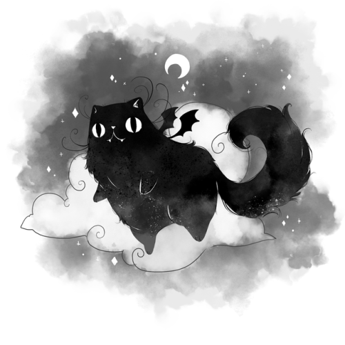 larndraws:Vampire cat for Inktober day 5!