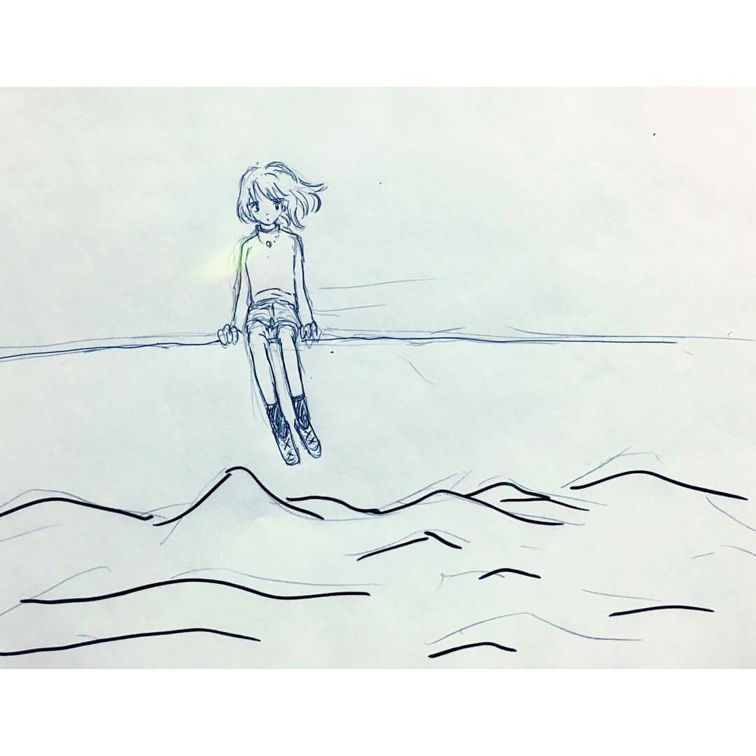 Bara Balance 海の女の子 イラスト 海 らくがき ボールペン