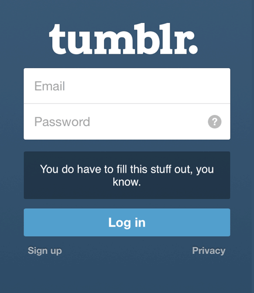 tumblr login dont cahnge password