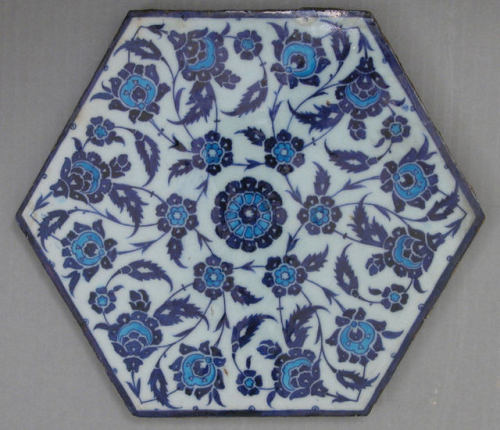 met-islamic-art:Hexagonal Tile with Floral Design,...