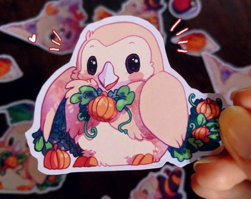 retrogamingblog:Halloween Rowlet Stickers made by Teloka Berry