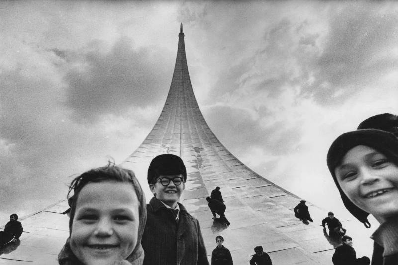 Children by the Monument to the Conquerors of Space (Moscow, 1960s)