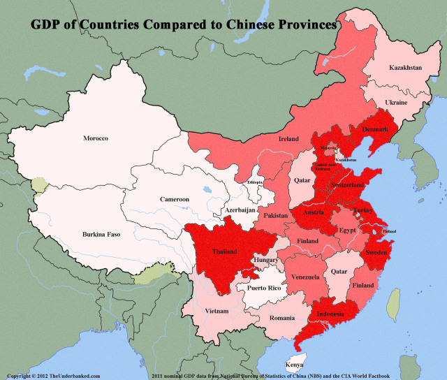 Chinese Provinces as Countries with Similar GDP Maps on the Web