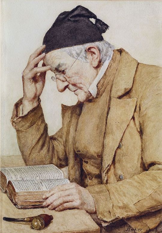 Lesender Mann, 1909, Albert Anker