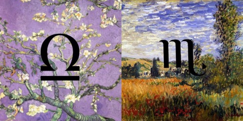 venusinthewild:artistrology:Monet/Van Gogh paintings for the...