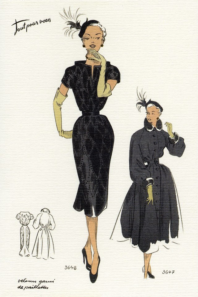 My Vintage Vogue 1950s Fashion Illustrations 8551