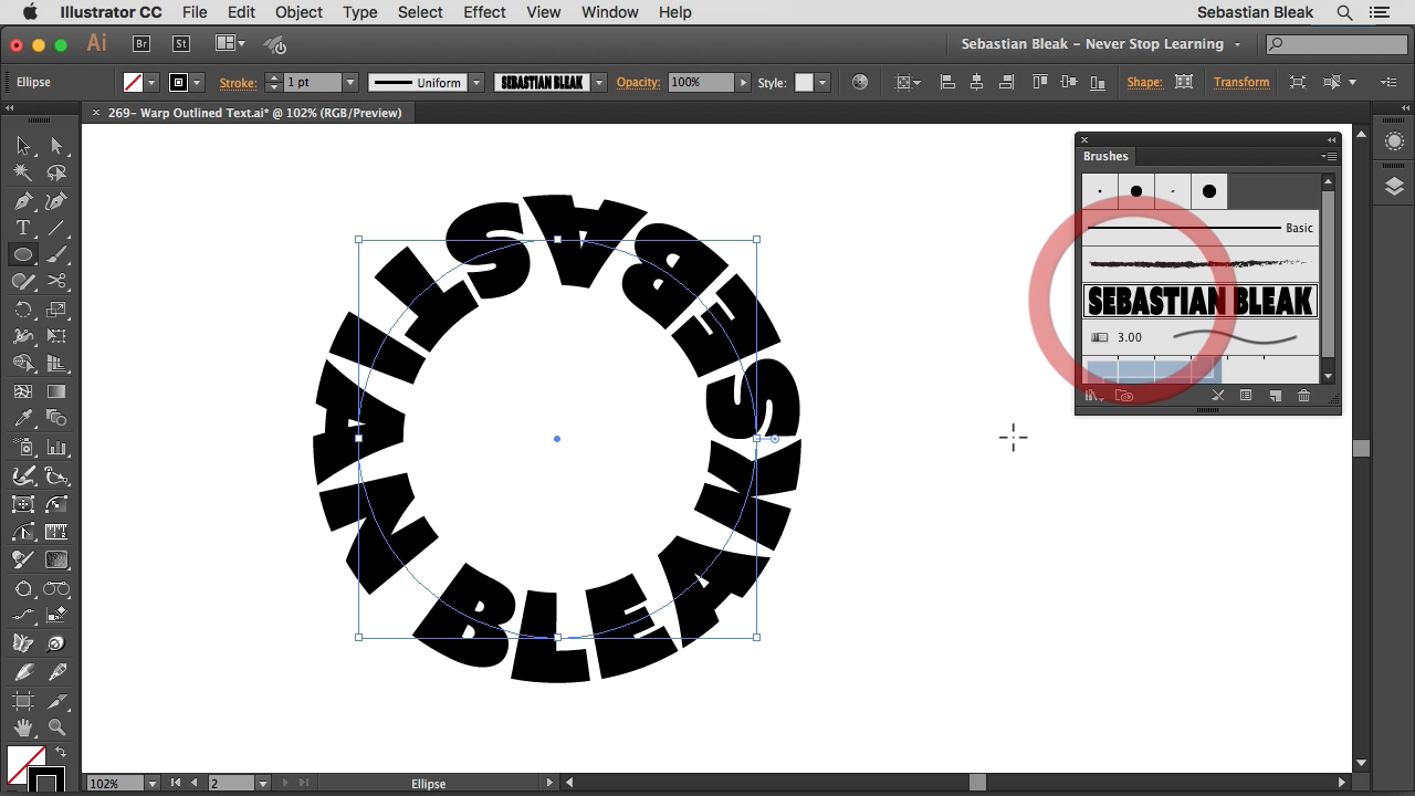 type text in a circle illustrator