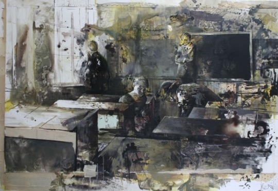 Daniel Pitin, Paintings.Murky, dystopian mixed media visions...