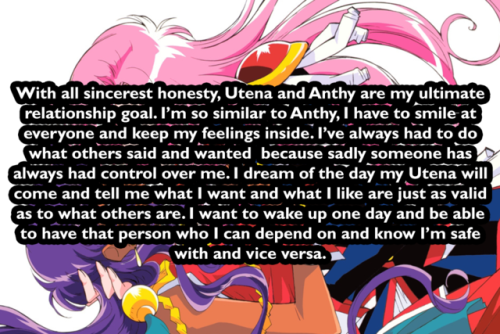 With all sincerest honesty, Utena and Anthy are my ultimate...