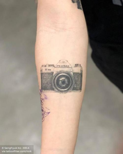 By Sanghyuk Ko · MR.K, done at Bang Bang Tattoo, Manhattan.... healed;small;single needle;reflex camera;japanese culture;tiny;mrk;brand;ifttt;little;inner forearm;medium size;pentax;camera;other;patriotic