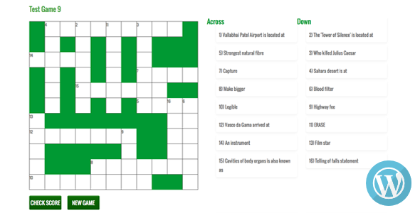 WordPress Responsive Crossword Puzzle Game Nulled