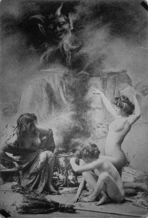 deathandmysticism:Witches’ Sabbath postcard, ca. 1910