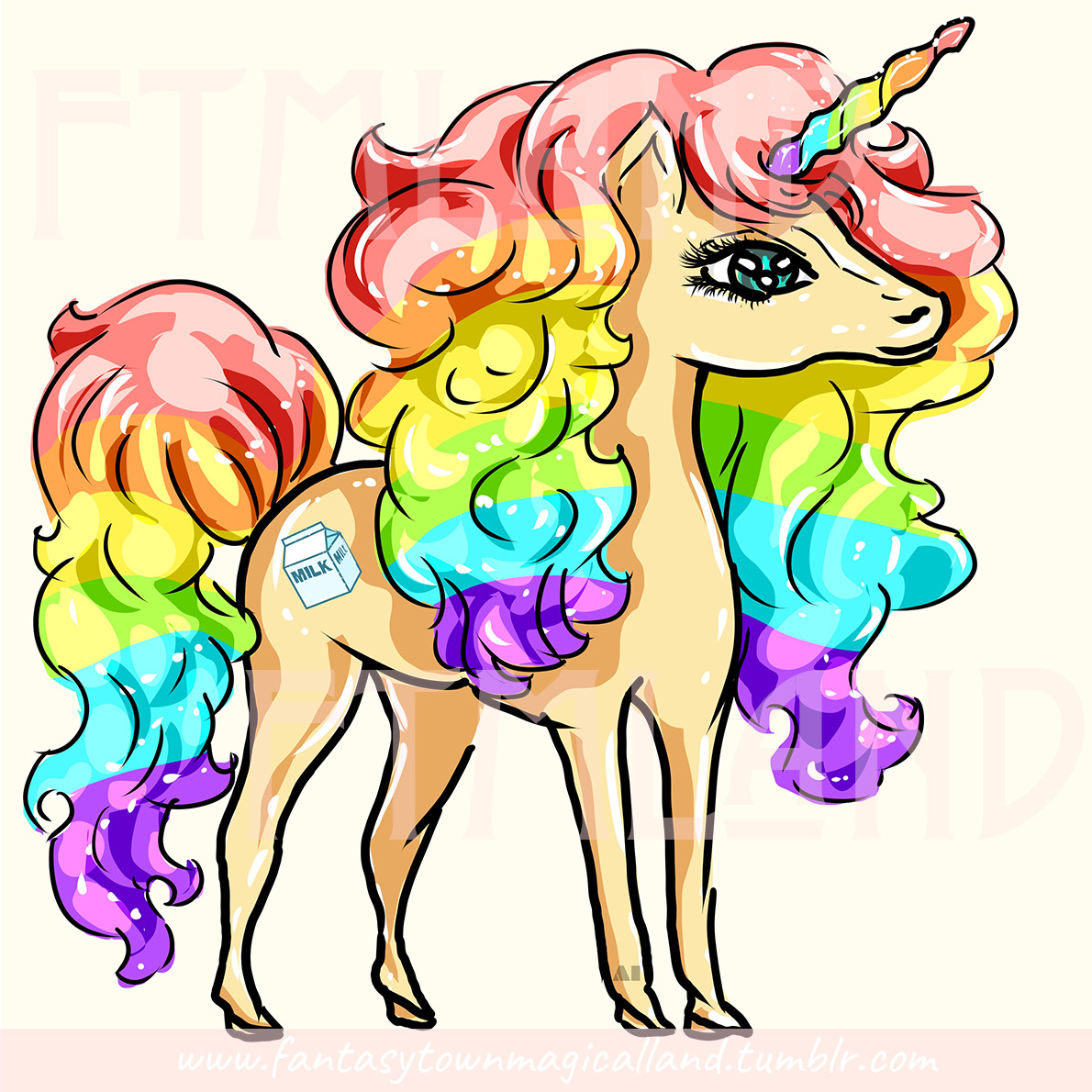 <p><a href="https://www.redbubble.com/people/ftmland/works/30022137-milky-the-unicorn?p=sticker" target="_blank">Milky: A Flavour Unicorn.</a></p><p>Read About Flavour Unicorns <a href="https://fantasytownmagicalland.tumblr.com/flavour-unicorns" target="_blank">Here.</a></p><p>Milky is a quiet unicorn who spends a lot of time near the misty streams down at the edge of the world. There is a long milky way of stars that stretch between Fantasy Town, Magical Land and the real world, which Milky calls her home. She often jumps from dark space rocks to silver stars, prancing in the void, enjoying the solitude. </p><p>Don’t be fooled by the cute milk carton that signifies that this unicorn is a Milky; Milky unicorns are fierce and wild creatures, who turn their enemies into cute little milk cartons when enraged. They do not take kindly to people telling them what to do, and they guard the border of Fantasy Town, Magical Land diligently, with complete loyalty to the Empress. </p>