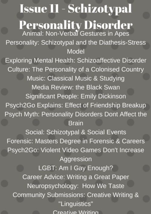 psych2go:psych2go:Issue 11 - Schizotypal Personality...