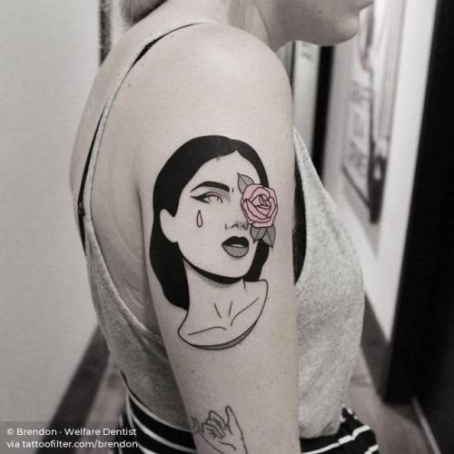 Tattoo tagged with: flower, rose, women, brendon, hand poked, facebook,  nature, twitter, portrait, medium size, other, upper arm 