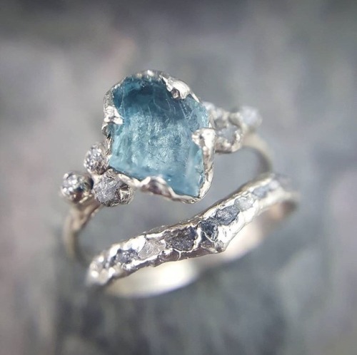 mineraliety:Aquamarine and Diamonds in the raw by @byangeline...