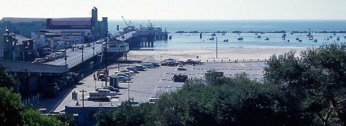 The Santa Monica Pier in 1960, showing a nice view of the...