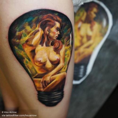 By Ksu Arrow, done in Moscow. http://ttoo.co/p/34160 big;erotic;facebook;ksuarrow;light bulb;lighting;love;nude;other;thigh;twitter;watercolor;women
