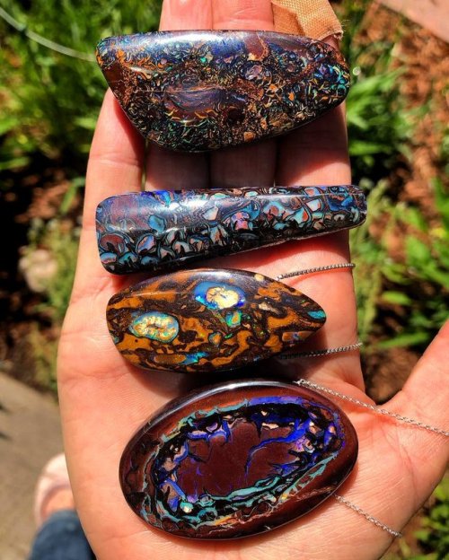 geologyin-blog:Stunning koroit Opal Beads in the sun. Does it...