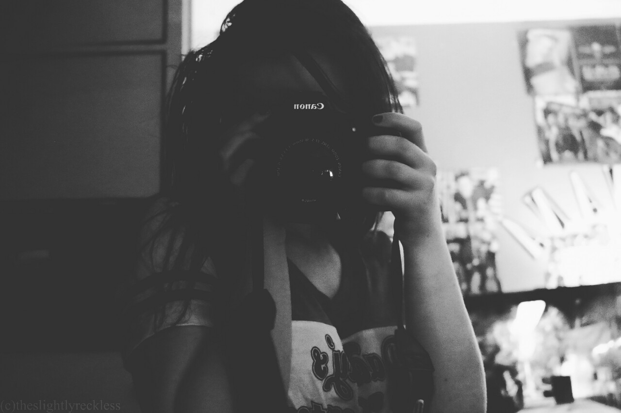 Photography selfie self portrait mirror canon 70d canon photographers on tumblr photographer bedroom monochrome black and white photo alternative posters